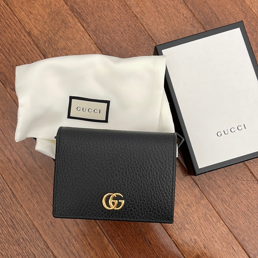 Gucci Leather Card Case Wallet Black